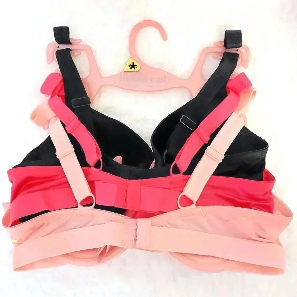 Juicy Couture Bra Sexy Push Up Pink Black 3 Bras Set size 34B NWT